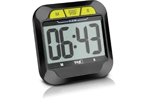 TFA Dostmann 38.2054.01 digital timer, larmljud (normal/hög), korttidstimer med stoppur, magnetisk, vändbar, för kök, frågesp