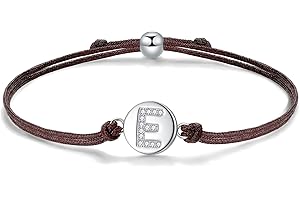 J.Endéar Initials Letra Pulsera para Mujer, Plata de Ley 925 Pulsera para Niñas, Pulsera de Hilo Ajustable para Adolescentes, Regalos de Cumpleaños Hechos A Mano Joyería de Navidad