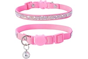 DAIHAQIKO Breakaway Katze Halsbänder Kätzchen Haustier Halsband mit Glocke Strass Katzenhalsband für Mädchen Katzen Kater Katzen Tiere