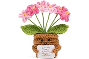 Vinuwu Geschenk Oma, Handgefertigtes Häkelblume mit Karte, Geschenke & Glücksbringer für Geburtstag Muttertag Großelterntag Weihnachten, Personalisierte Kleine Geschenke 50 60th Frauen