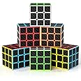 Vdealen Full Size 3x3x3 Speed Cube, 6 Pack Magic Cube Puzzle Party Toy for Beginners and Advanced Users, Christmas Birthday Party Favor Cube Gift for Kid Teens Adults(Carbon Fiber Sticker)