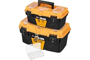 AIRAJ PRO Toolbox Storage,12"and15"Plastic Tool Box with Mini Organizer,Tool boxes with removable tray and anti-deformation plastic latch,Storage for Tools,Toys,Stationery and Decorations