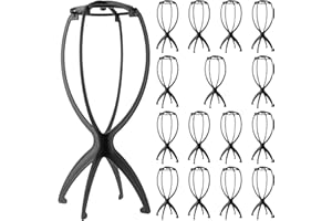 ZEONHEI 16 sztuk 36 x 17 cm stojak na perukę, plastikowy uchwyt, składany, do treningu, pokazy, kolor czarny