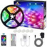 Striscia LED 5M Bluetooth, ALED LIGHT Strisce Luci Led RGB 5050 SMD con DC 12V Alimentatore e 44 Tasti Telecomando e Ricevito