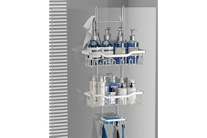 JOLY FANG Etagere Douche a Suspendre, Panier Douche à Suspendre sans Percage, Rangement Douche Suspendu pour le gel Douche et le Shampooing (Silber)
