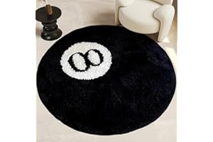 Cecailin Schwarzer Billardteppich 8-Teppich Flauschig.Geeignet für Wohnzimmer,Schlafzimmer Dekor.Badteppich Rund.Waschbarer Teppich.Strandteppich.Kinderteppich.80x80cm