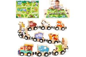 WHIZWINKS Jouet Enfant 2 Ans, Jeux Montessori 1 2 3 Ans Cadeau Fille Garçon Activite Enfant 2-3-4 Ans Jouet en Bois Magnetic Train Animaux de la Ferme Jeu Educatif Jouets Bebe 1 an Motricité Fine Idee Cadeau