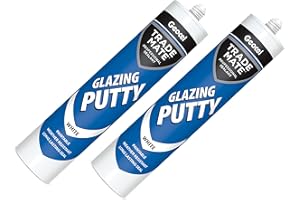 TOPGUN PACK OF 2 X GEOCEL DOW GLAZING PUTTY TOP GUN C3 WHITE 310ml CARTRIDGE WEATHER RESISTANT LONGER LASTING SEAL GLAZING FOR TIMBER & METAL GLASS AND WINDOW FRAMES, PAINTED AND VARNISHED WOOD