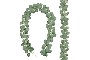 HANYUN 2 Pack Eucalyptus Garland Artificial Hanging Plants, Eucalyptus Green Leaves Garland Hanging Vines Decoration for Wedding Vintage Table Centerpieces Home Bathroom Decorations
