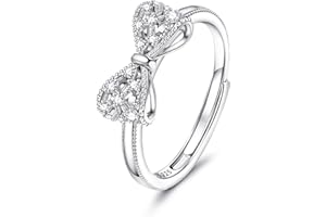 Adramata 925 Sterling Silver Ring for Women Girls Adjustable Infinity Cross Bow Knot Rings Engagement Rings Promise Ring Eternity Wedding Ring Silver Thumb Rings for Women, Womens Jewellery Gifts