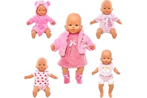 Miunana 5 Vestidos Verano Casual Ropas para New Born 14 – 18 Pulgadas (35 cm – 46 cm) Muñecas Bebé Baby Dolls Baby Born, Baby Annabell, Nenuco y Más (No Incluye muñeca)