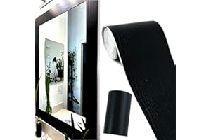 WDragon 10 Meters Black Wallpaper Border Black Wood Grain Border Peel and Stick Borders for Wall Backsplash Kitchen Bathroom Mirror Frame