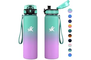 KollyKolla Borraccia Termica 1 Litro, a Prova di Perdite, Borracce Termiche, Riutilizzabile, Bottiglia Acqua Termos senza BPA, Borraccia per Bambini, Adulto, Campeggio, Ciclismo, Sport