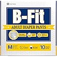 B-FIT Adult Diapers Pant Style (Medium) 10 Count, Unisex, Leakproof, Elastic Waist, Wetness Indicator, Waist Size 25-48 Inch ; 63.5-122 cm