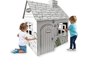 Buddy Baby PaintHome - Casetta da gioco per bambini, in cartone, di grandi dimensioni, per dipingere e colorare e giocare, Ecohouse, facile da montare, per bambini dai 2 ai 3 anni
