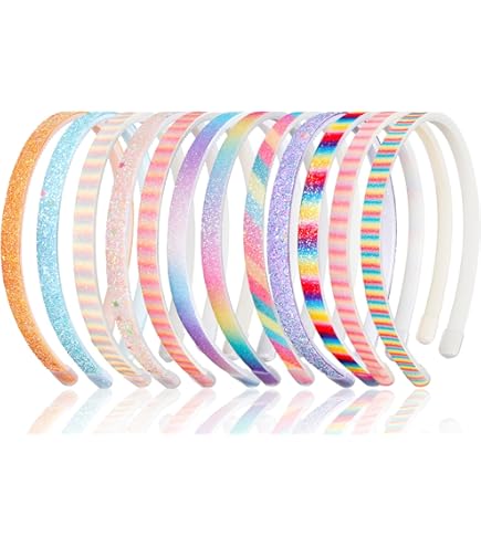 FUGLUS 4 Piezas Diadema Con Purpurina Y Confeti, Plástico Brillante Antideslizante, Diseño Con Dientes Y Arcoíris, Accesorios Para El Cabello Para Niñas Y Mujeres
