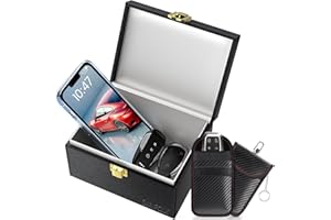 Samfolk Caja Faraday + 2 Bolsa Faraday para Llave Coche, Caja PU Bloqueo de Señal Radio Protectora de Coche - Protección de 5 a 8 Llaves (Negro)