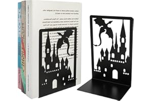 GOSLYLY Serre Livres Métal Cale Livre-Noir Séparateurs de Livres Anti Rayures pour Bureau, Maison, Écoles CD, Librairie et Bibliothèque (1 Paire)