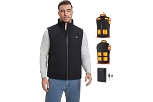 Rrtizan Chaleco calefactable hombre con bateria 10000mah, chaqueta calefactable sin mangas ligera, 3 niveles de calor + 9 zonas, Para trabajar al aire libre, ciclismo, moto y esquí