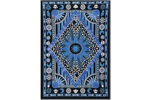 THE ART BOX Arazzo da parete psichedelico Hippie Sun Moon Trippy - Asciugamano da spiaggia etnico indiano - 100% cotone - Copridivano/Copriletto, Pareo, Multiuso, blu, 75x100 Cm