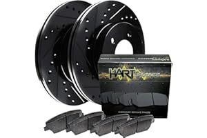Hart Brakes Rear Brakes and Rotors Kit |Rear Brake Pads| Brake Rotors and Pads| Ceramic Brake Pads and Rotors |fits 2016-2020 Mazda 6