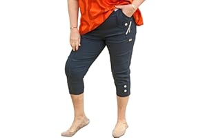 GENERIC Caprice - 3/4 Length Vera Tucci Cropped Trousers - Ladies' Capri Pants Capri Trousers Capri Pants Elastic Waist Trousers for Women