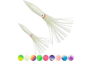 BLUEWING Lot of 10 Skirt Shell Squid with Float Inside 6in/9in Trolling Squid Bulb Squid for Tuna, Wahoo, Mahi, Marlin, Big Game Fish