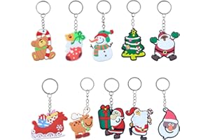 QINCLING 20 Pieces Christmas Keychains Christmas Keyrings Cartoon Keychains Christmas Ornaments Santa Claus Snowman Pendant Keychain Stocking Gloves Christmas Tree Key ring for Christmas Party Favors Gifts
