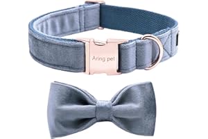 ARING PET Samt Hundehalsband-Adorable Blue Bowtie Hundehalsbänder, einstellbare weiche und Bequeme Samt Halsbänder Geschenke für kleine mittlere große Hunde