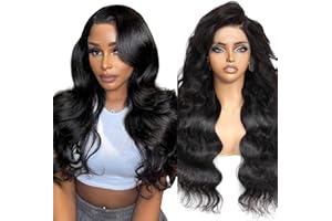 Smilenice Perruque Bresilienne Cheveux Humain 200% Densité 13x6 Perruque Femme Naturelle Bouclée Body Wave HD Lace Frontal Glueless Wig Human Hair for Black Women Couleur Naturelle 22 Pouces