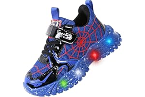 Jasmeko Baskets Lumineuses pour Enfants Garçons, Chaussures de Sport Course Dessin Animé Lumineux LED Basquet Sneaker