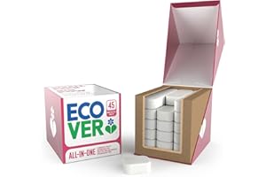 Ecover All-in-one Tablettes Lave-vaisselle Tout-en -1, Nettoyage Efficace, Dégraisse, Fait Briller, Parfum Mandarine et Citronnelle,1 Paquet de 45 Tablettes