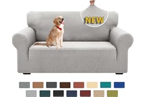 ‎XINEAGE XINEAGE 2023 Neueste Jacquard Sofabezug 1-Sitzer Stretch Sofahusse Elastischer Sofabezug Spandex Sofa Überzug Anti-Rutsch Sofa Protection Cover Waschbar Schonbezug Couch (2 Sitzer, Silber Grau)