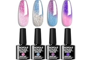 Croitout UV Colour Changing Gel Nail Polish Set, Thermal Shellac Gel Polish Kit, Multicoloured Removable Nail Gel Colour Gel Nail, Chameleon Polish Set 4 x 7.3 ml (4WB-017, 4WB-017)