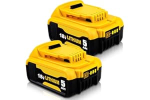 Goodexo 2Pcs 18V 5.0Ah Batteria per DeWalt 18V per DeWalt Batteria 18V DCB182 DCB180 DCB184 DCB200 DCB182 DCB181 DCB201 Strumento Batteria
