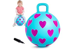 INPODAK 15inch Space Hopper Anti-slip Hopper Ball with Handle Inflatable Jumping Ball with Handpump 40cm Space Hoppers for Kids Age 3 to 6 Boys Girls Indoor Outdoor Garden Yard Hopping Toys