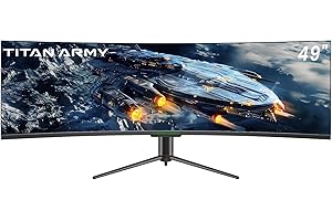 ‎TITAN ARMY TITAN ARMY 49 Zoll Curved Gaming Monitor, 144Hz, DFHD 3840 x 1080, UltraWide 1800R VA PC Bildschirm, 32:9, HDR400, G-Sync & FreeSync, 99% sRGB, Lautsprecher, Type-C 65W, HDMI, DP, RJ45, C49SHC