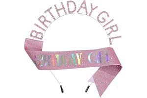 ZHOUHON Geburtstag Kopfschmuck, Geburtstag Schärpe, Mädchen Kristall Tiara, Girls Birthday Party Decorations Set (Silber)