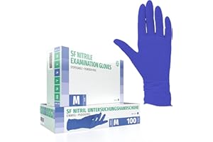 SF MEDICAL PRODUCTS GMBH SF Guantes de nitrilo M violetas – 100 unidades, guantes desechables sin polvo, sin látex, médicos y de examen, aptos para cocina, limpieza, cosmética y uso doméstico