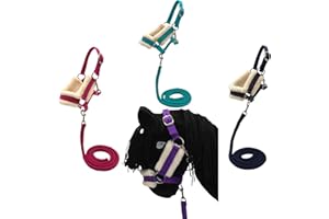 PFIFF Hobby Horse 103129 - Set di Cavezza Little Lou, con Base in Pelliccia Morbida e Maglia di Guida, Misura Regolabile, Colore: Turchese