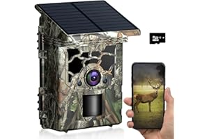 HAOYAO Solar Wildkamera 4K 46MP mit WLAN Bewegungsmelder Nachtsicht IP66 Wasserdicht Jagdkamera 0.3s Schnelle Trigger mit 32G Speicherkarte für Jagd Überwachung von Wildtieren Wildbeobachtung