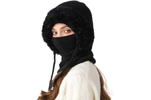 Youkly 3 in 1 Beanie Mütze für Damen, Winter Warme Strickmütze mit Schal & Gesichtsmaske, Frauen Strick Sturmhaube Winddicht Wintermütze für Outdoor Skifahren Wandern Winter Geschenk