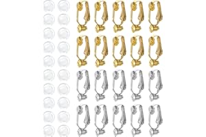 BRUISLARD 20 Pack Ear Clip Backs Silver and Gold Clip-on Earring Converters Non Pierced Ear Clips Components Findings with Post for Earring Making 20 Pieces Silicone Earrings Pads