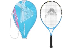 AMA SPORT - AT-T23 - Raquette de Tennis Enfant Graffiti Bleu 23 Pouces - Raquette Ergonomique pour Enfants de 6 à 8 Ans - Equipement Débutant - Apprentissage Tennis Junior
