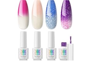 RSTYLE Smalto Semipermanente Camaleonte, 4 Colori Smalti Semipermanenti per Unghie Popolare Kit Smalti per Unghie UV LED Gel Unghie che Cambia Colore con la Temperatura Manicure Set
