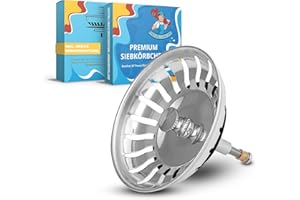 ABFLUSSHELD Panier d'évier 82mm - Tamis d'évier en INOX - Tamis d'évier avec Bouchon - Aussi pour évier Blanco Pièce détachée - Tamis d'évacuation évier de Cuisine réglable en Hauteur