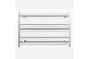 MYHOMEWARE 800mm Wide Flat Chrome Heated Towel Rail Radiator Designer Bathroom Radiator For Central Heating Designer (Elissa 800 / 600mm High)