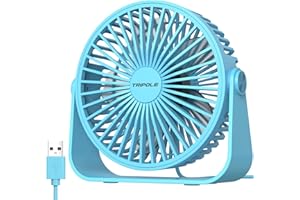 TriPole USB-Tischventilator, 3 Geschwindigkeiten, Luftstrom, Mini-Tischventilator, 360°-Drehung, tragbarer persönlicher Ventilator für Büro, Schlafzimmer, Outdoor-Camping, 1,5 m Kabel, blau