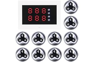 WNKRUN Restaurant Pager System Wireless Calling with 1 Host/10 3-Key Call Buttons with Cancel Key for Restaurants Hotels Cafe