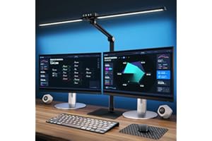 LGMCF Led Desk Lamp with Gesture Control, 24W Dimmable Monitor Light Bar with USB & Type-C Charging Ports, 5 Color Temperatures Eye-Caring Desk Lamp for Office, Study, Reading